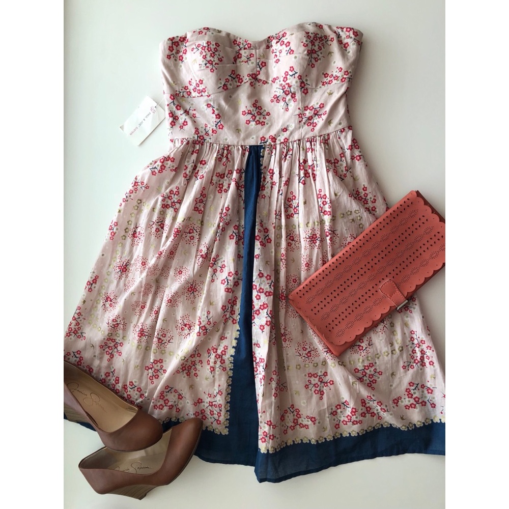🌸 Cherry Blossom Floral Strapless Dress 🌸